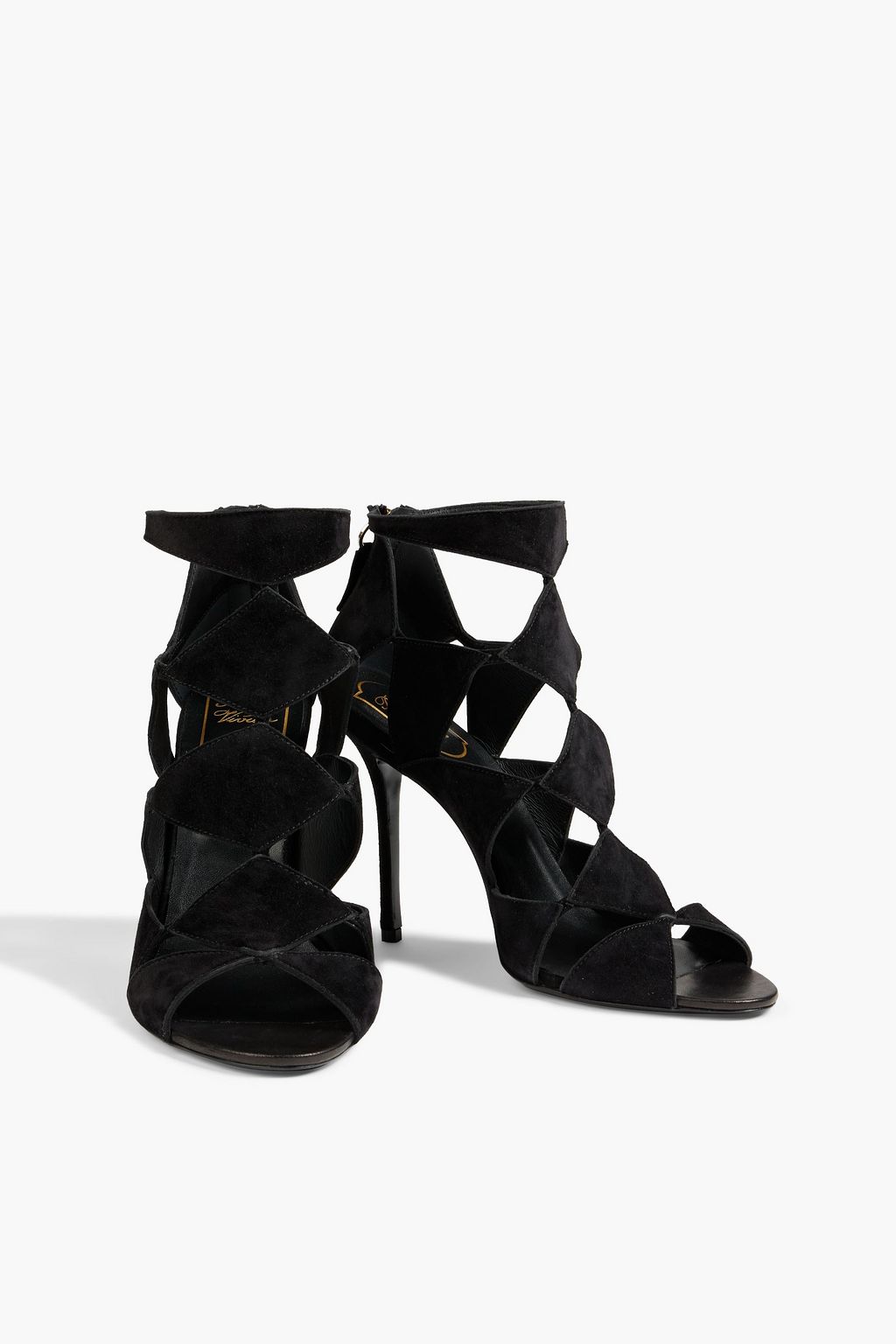 ROGER VIVIER حذاء بكعب عالٍ من الجلد السويدي مزين بفتحات