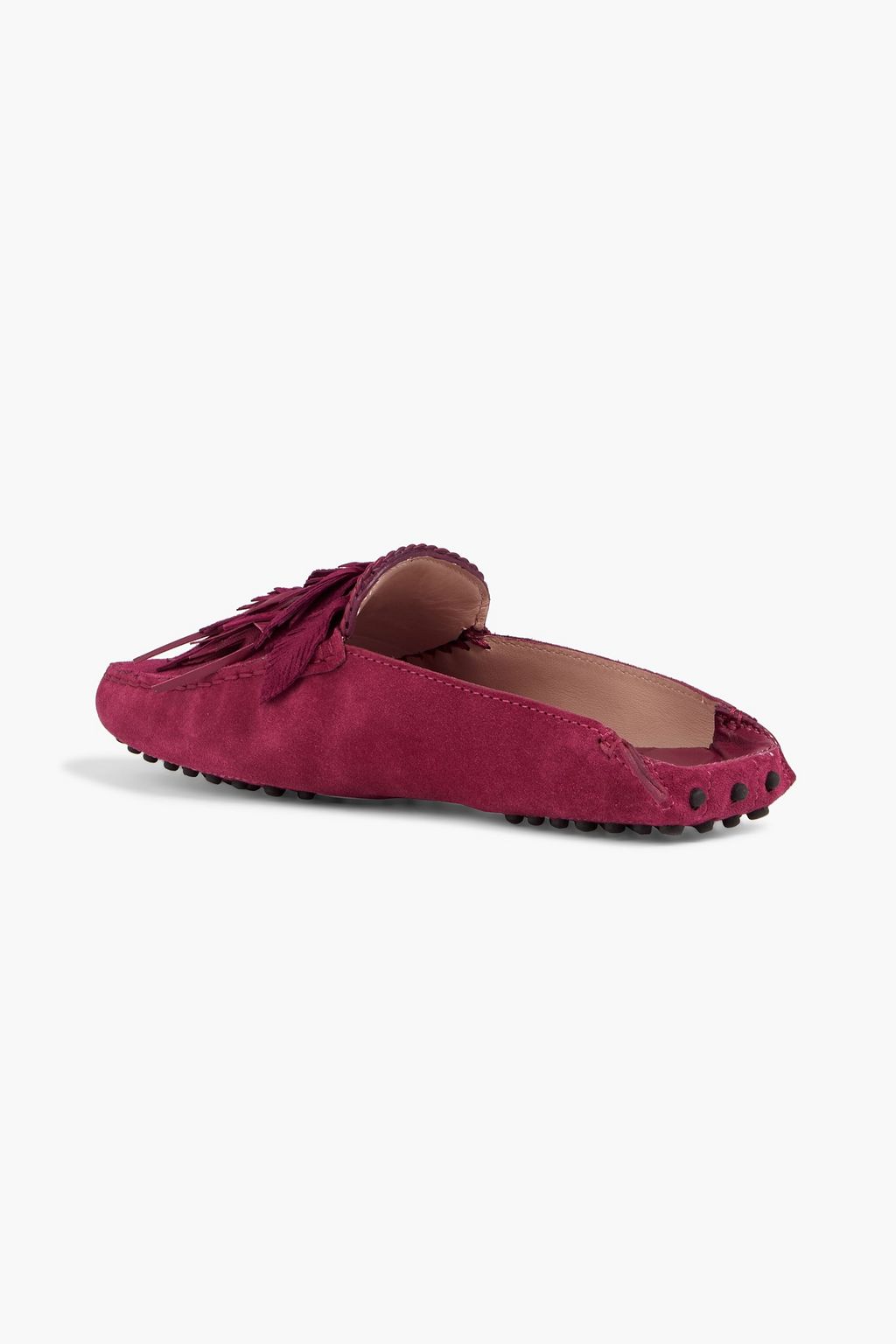 TOD'S Fringed suede collapsible-heel loafers