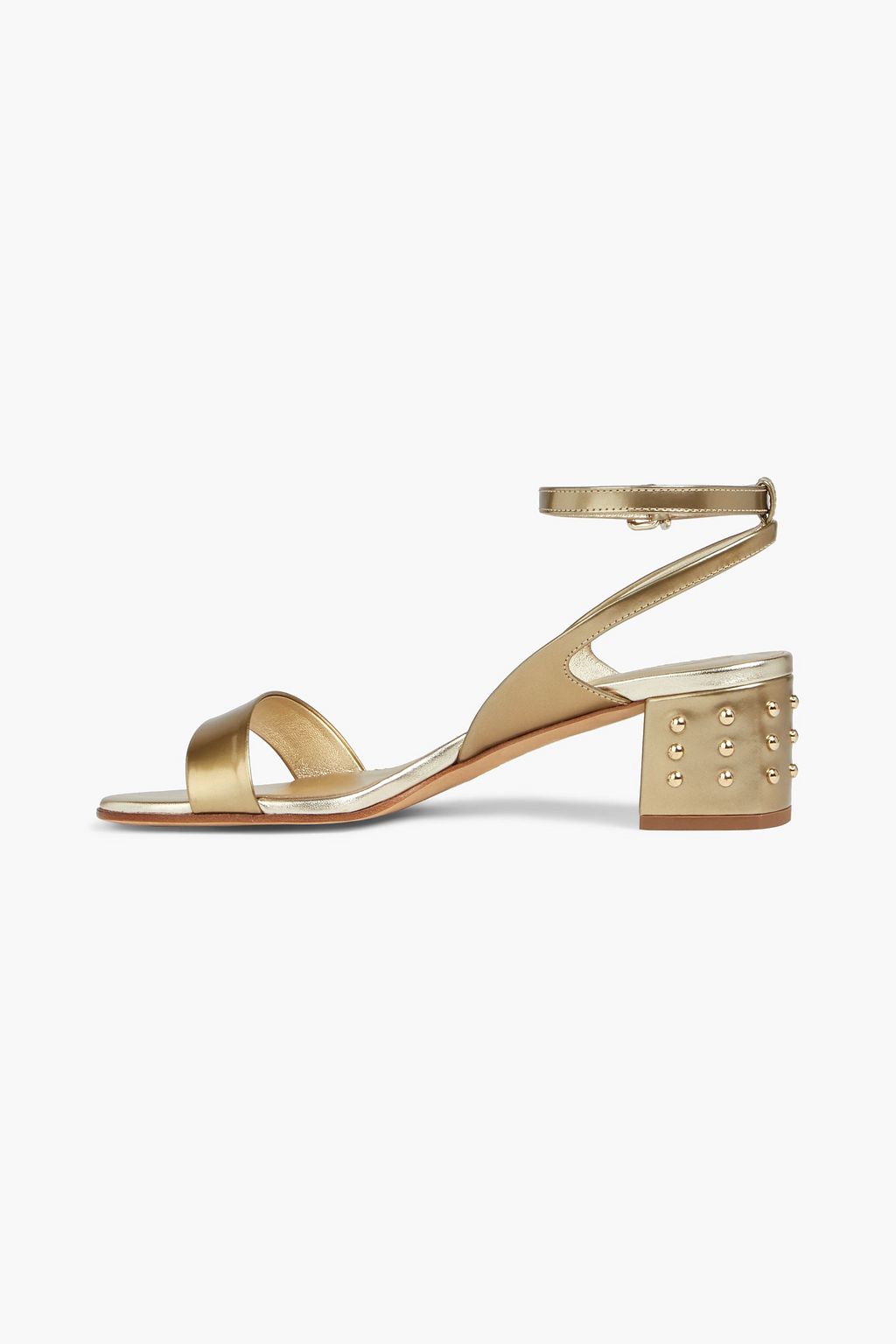 TOD'S Studded metallic patent-leather sandals