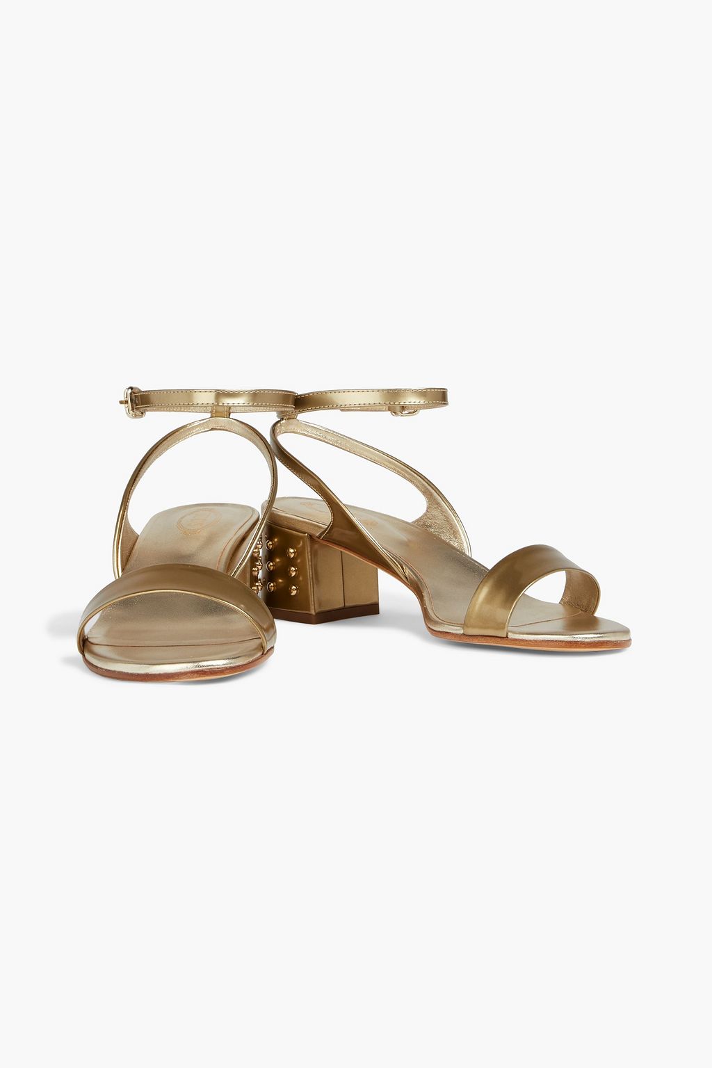 TOD'S Studded metallic patent-leather sandals