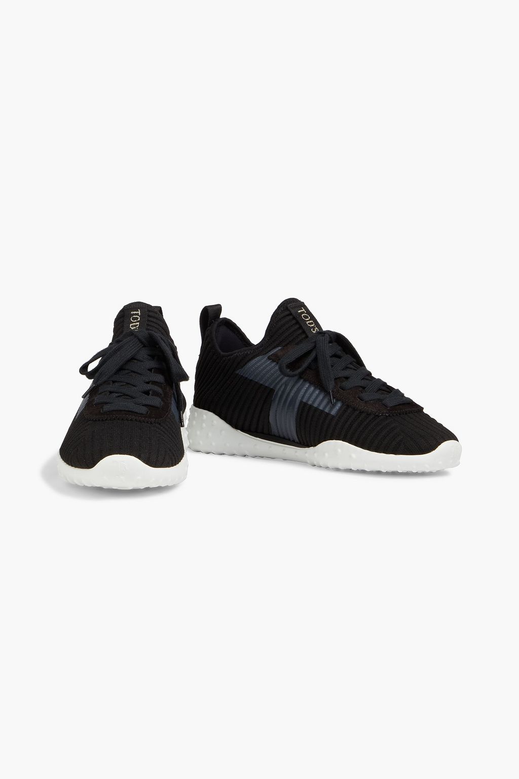 TOD'S Sportiva suede-trimmed ribbed-knit sneakers