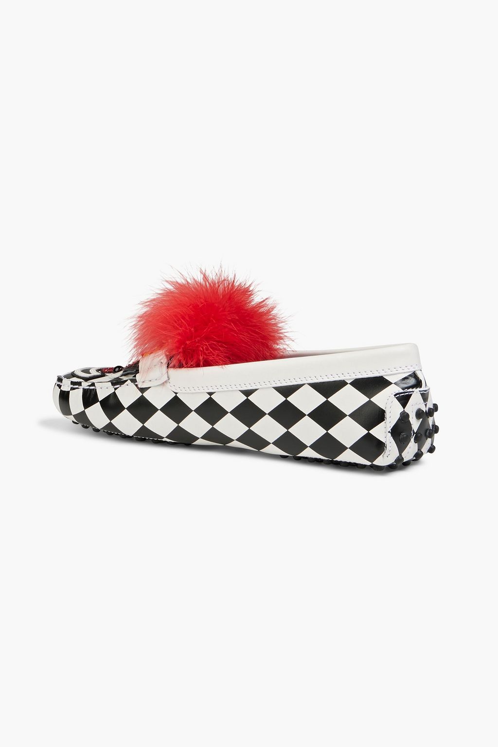 TOD'S Appliquéd checked leather loafers