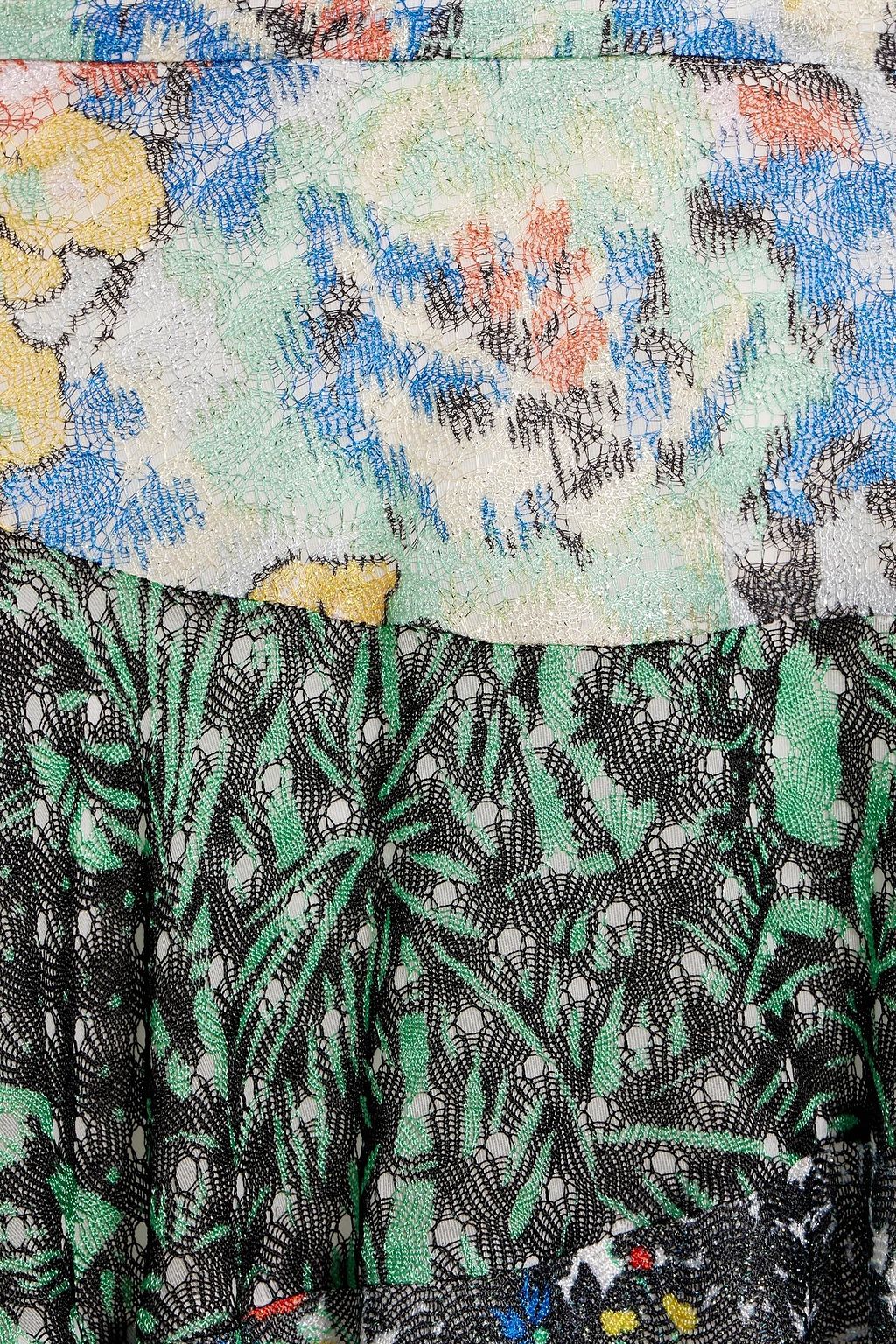 MISSONI Printed metallic crochet-knit mini skirt