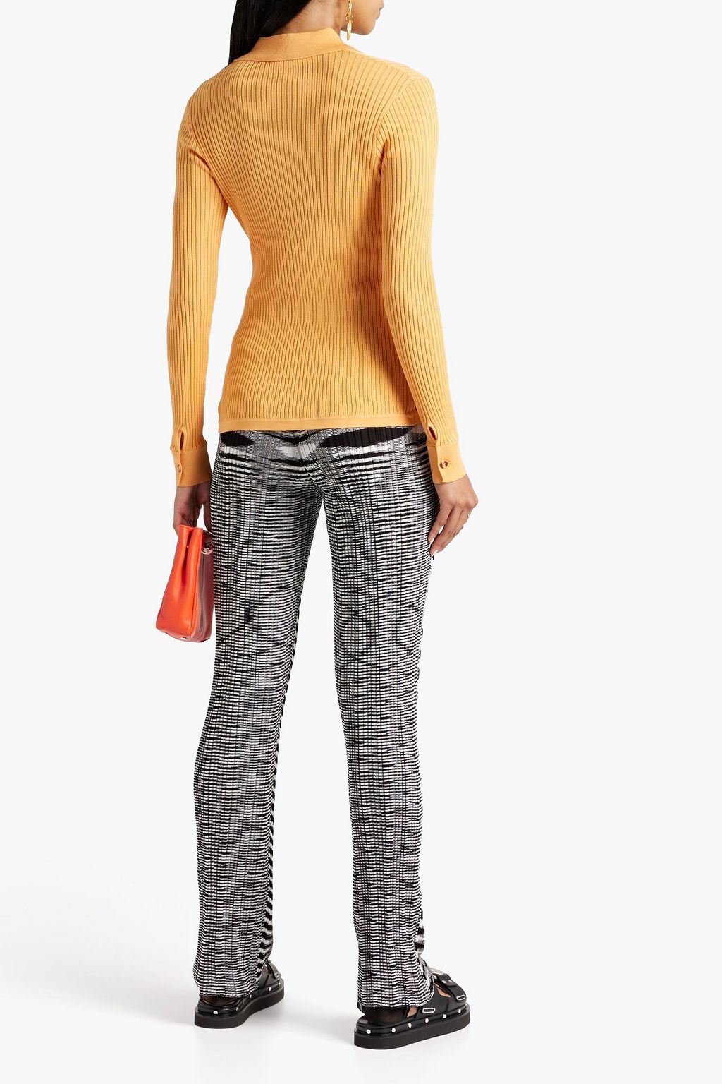 MISSONI Space-dyed crochet-knit silk-blend straight-leg pants