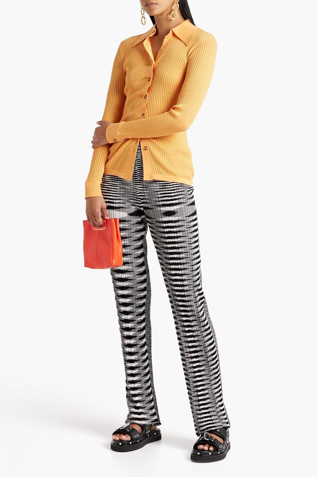 MISSONI Space-dyed crochet-knit silk-blend straight-leg pants