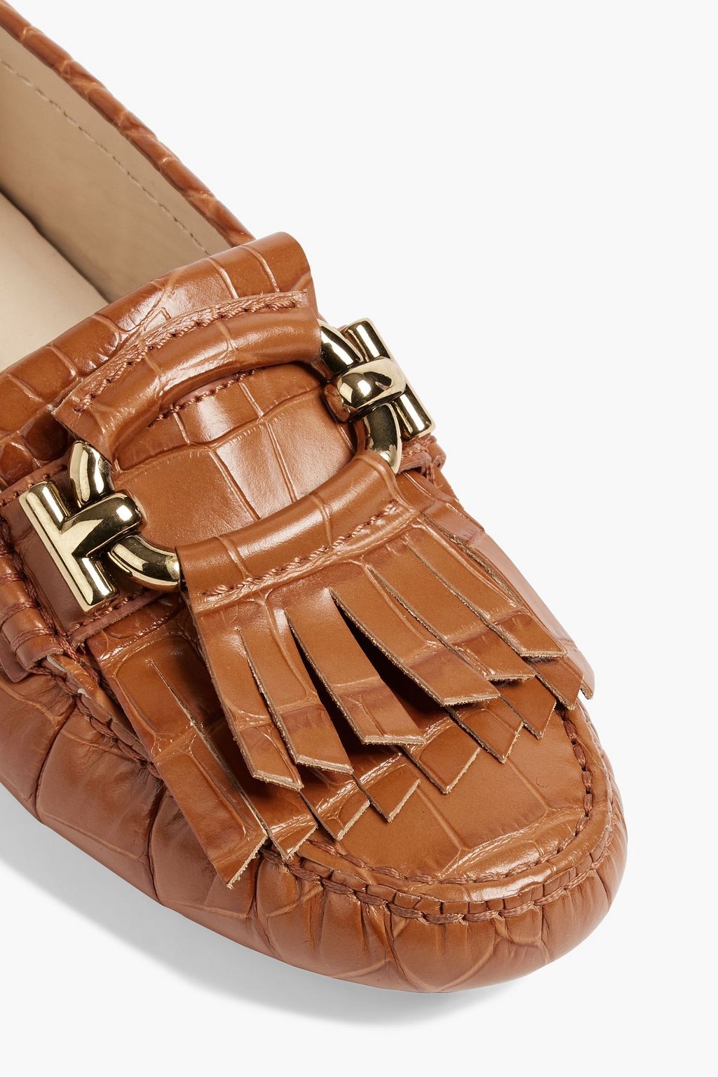 TOD'S Fringed croc-effect leather loafers