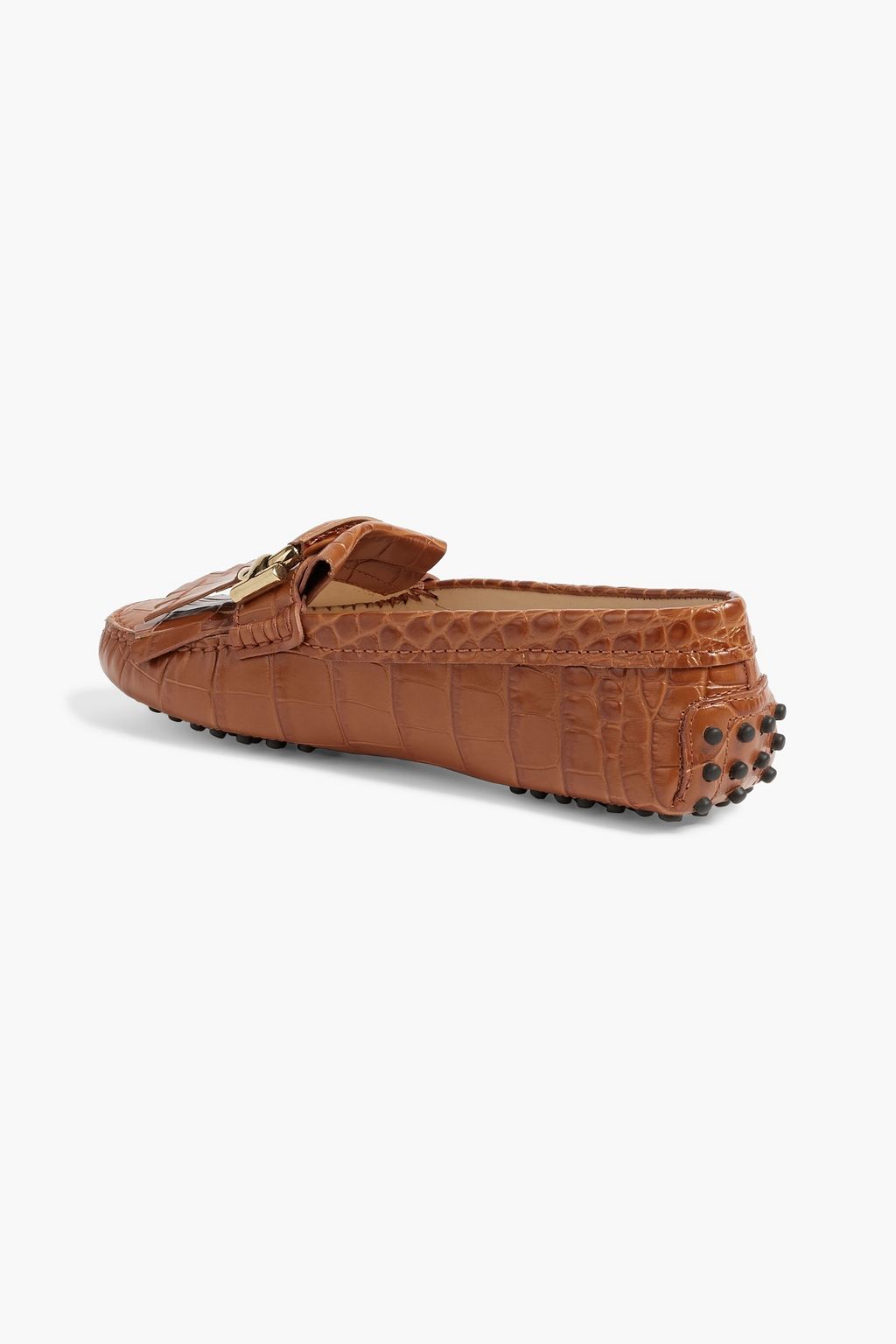 TOD'S Fringed croc-effect leather loafers
