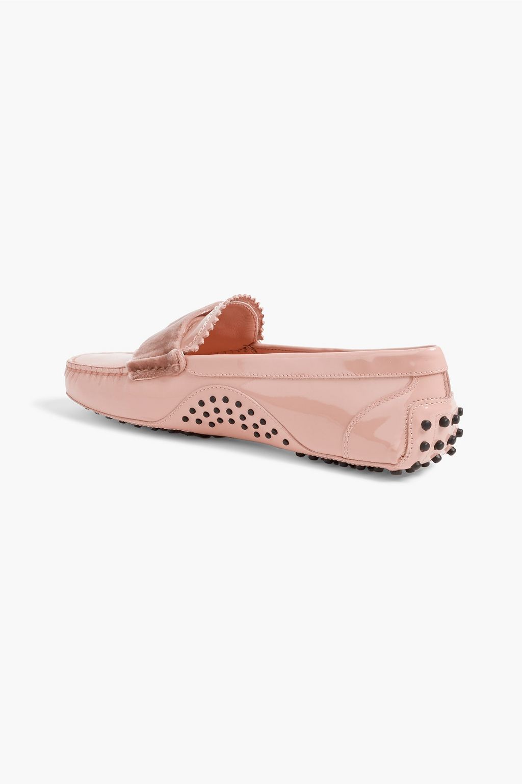 TOD'S حذاء لوفر مصنوع من الجلد اللامع بحواف من المخمل