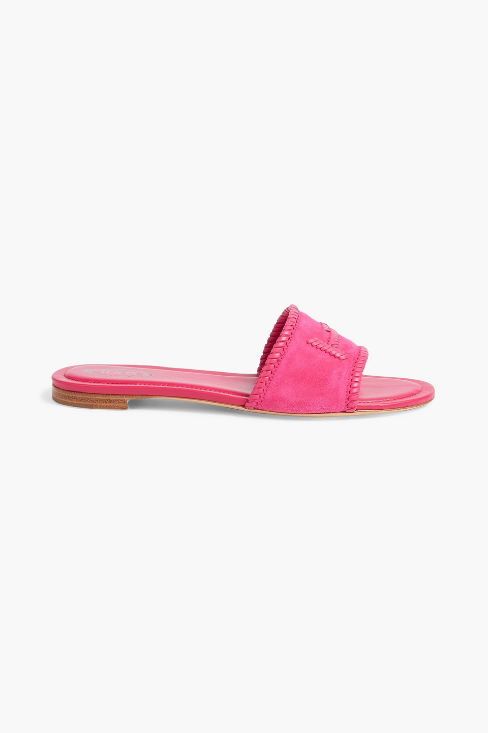 Tod's Whipstitched Suede Slides In Fuchsia