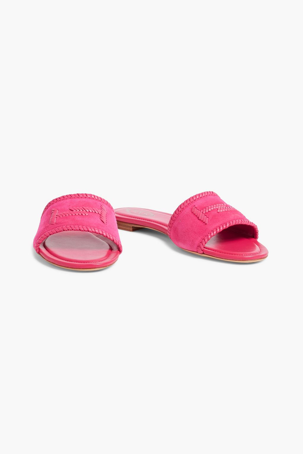 TOD'S Double T whipstitched suede slides