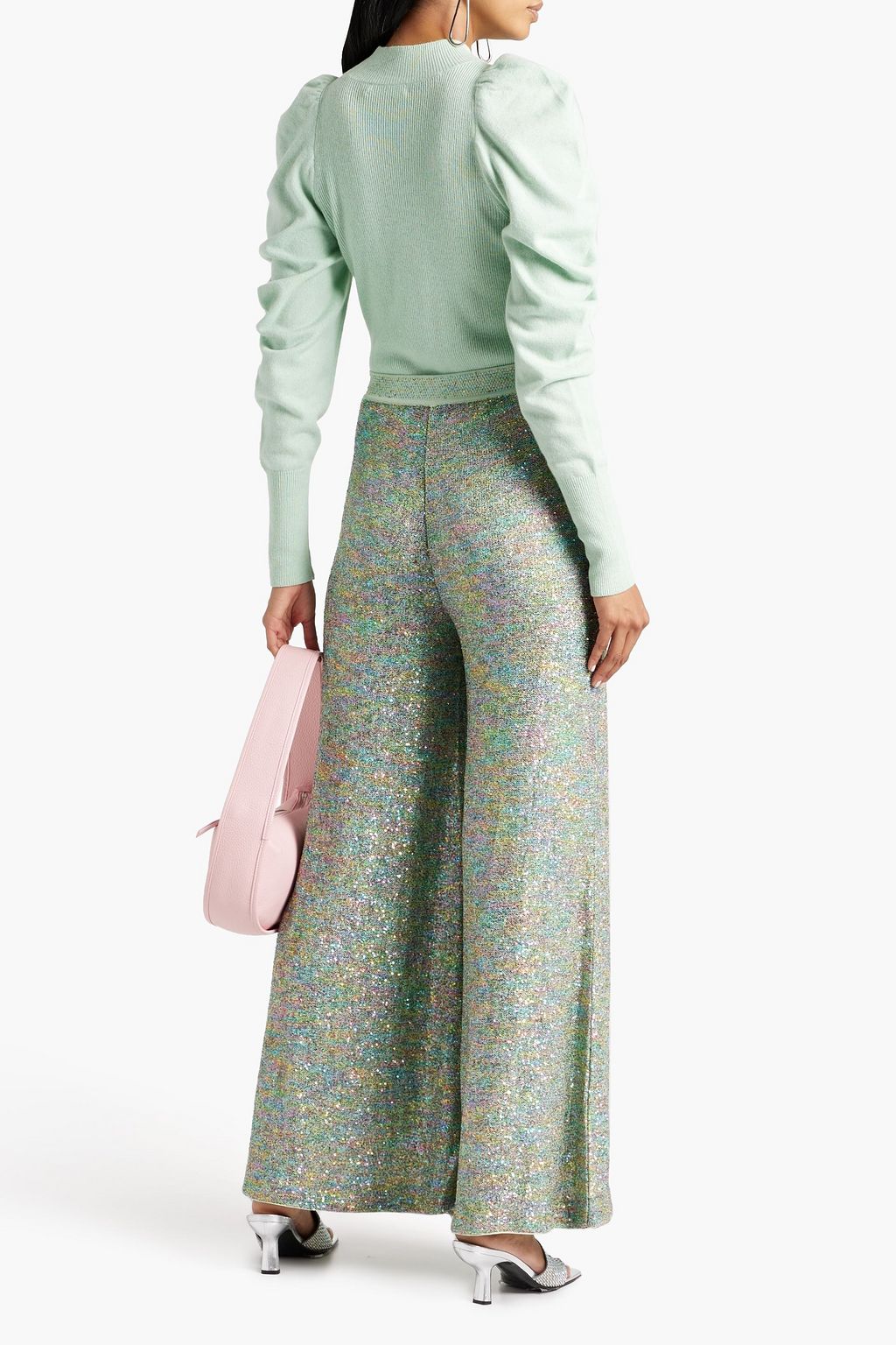 MISSONI Sequined crochet-knit wide-leg pants