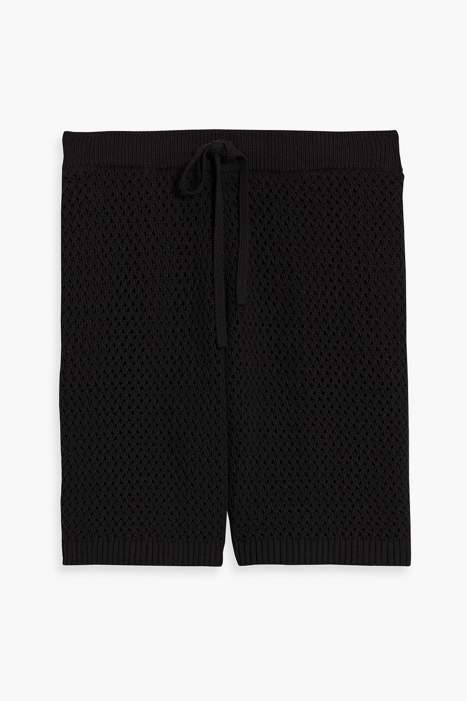 Helmut Lang Open-knit Cotton-blend Shorts In Black