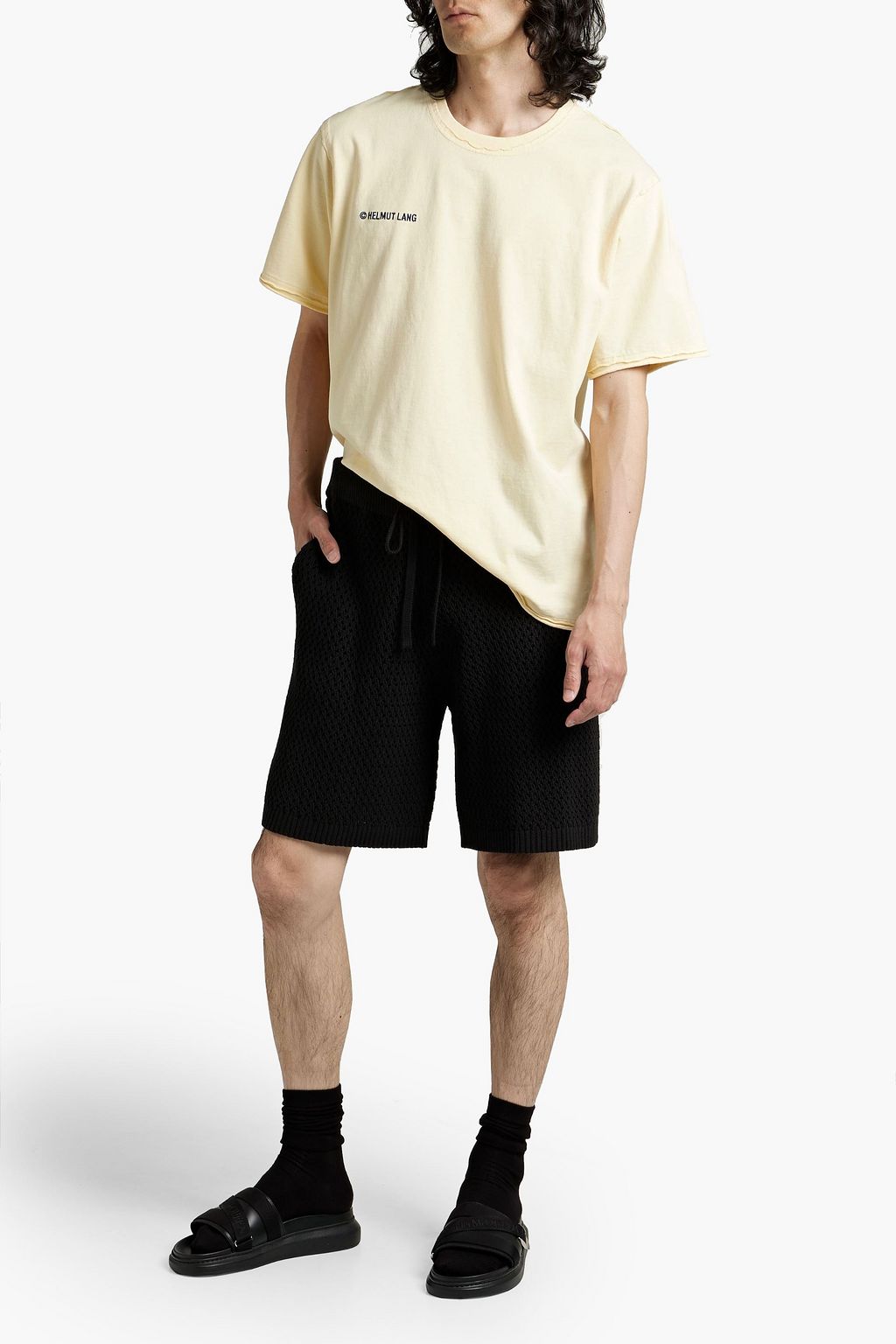 HELMUT LANG Open-knit cotton-blend shorts
