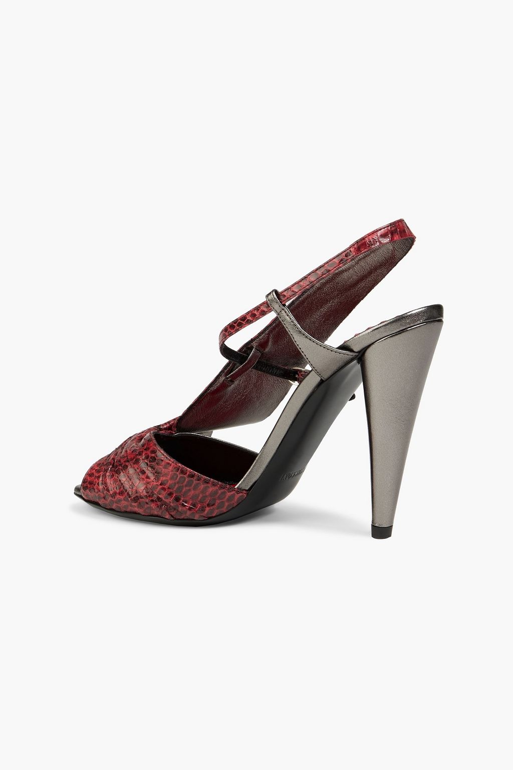 MISSONI Metallic snake-effect leather slingback sandals