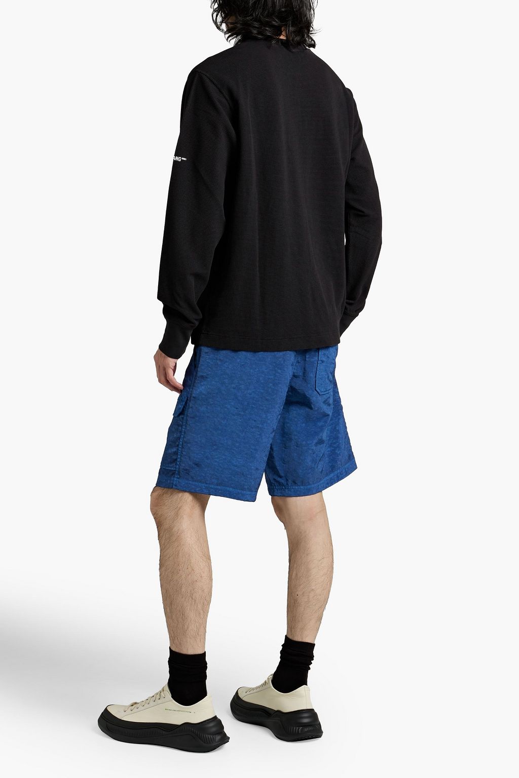 HELMUT LANG Printed waffle-knit cotton-blend T-shirt
