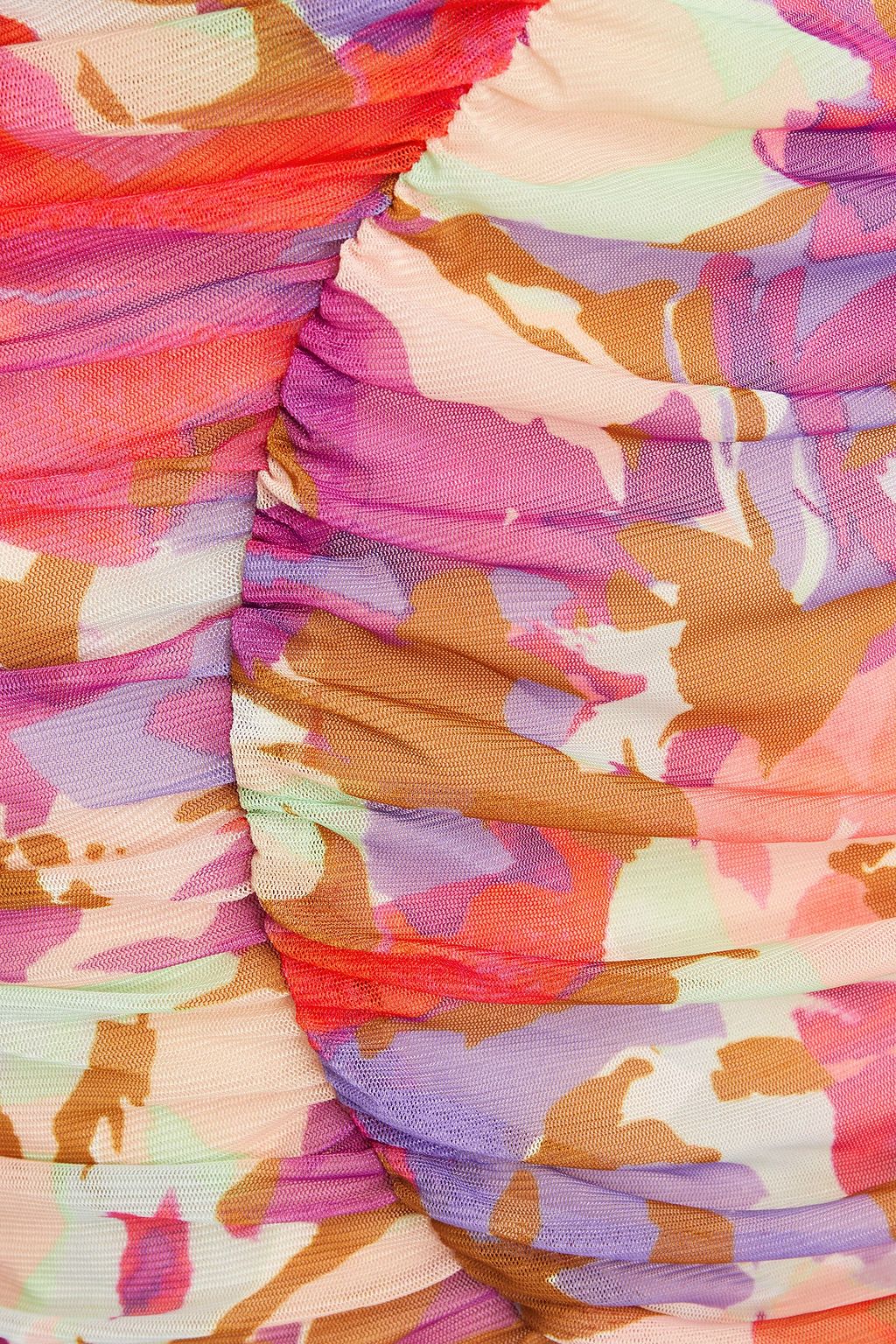 NICHOLAS Gerafftes Minikleid aus Mesh mit Print