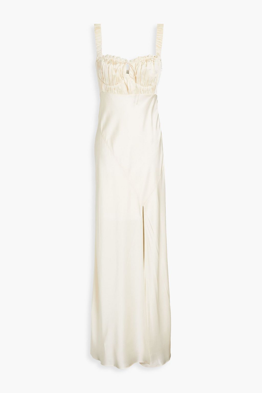 Nina gathered silk-satin maxi dress