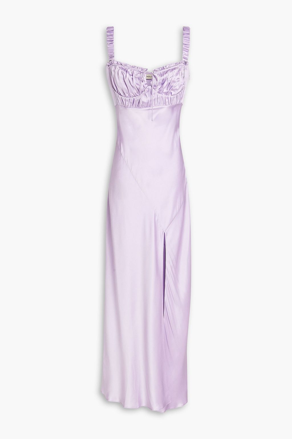 Nina gathered silk-satin maxi dress