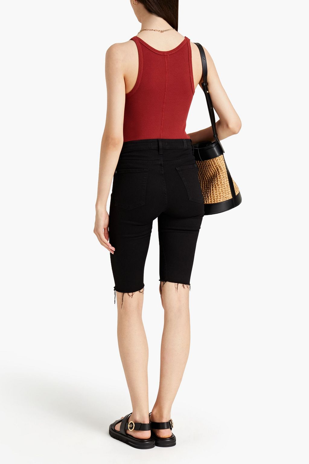 RE/DONE BY HANES Ribbed cotton-jersey tank