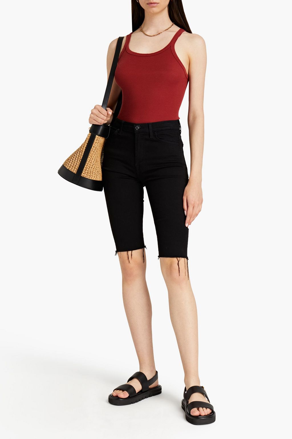 RE/DONE BY HANES Ribbed cotton-jersey tank
