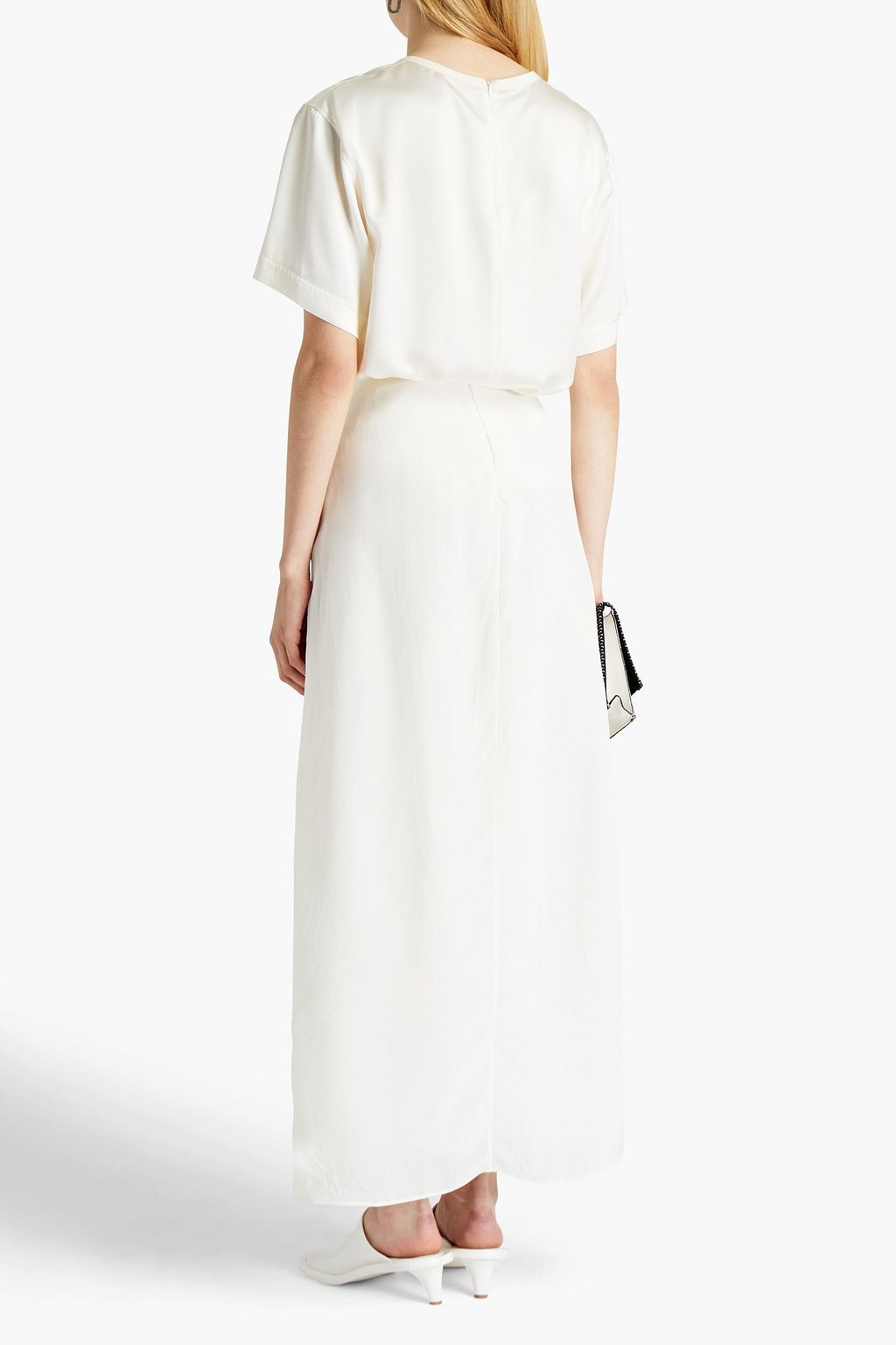 JIL SANDER تنورة ’نانا’ طويلة من الكريب المخطط