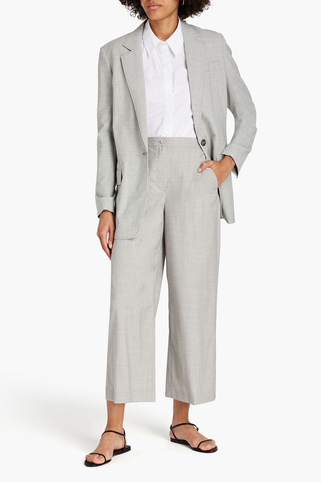 THEORY Cropped wool straight-leg pants