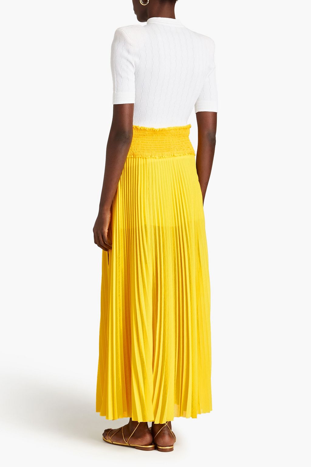 BALMAIN Pleated shirred georgette maxi skirt