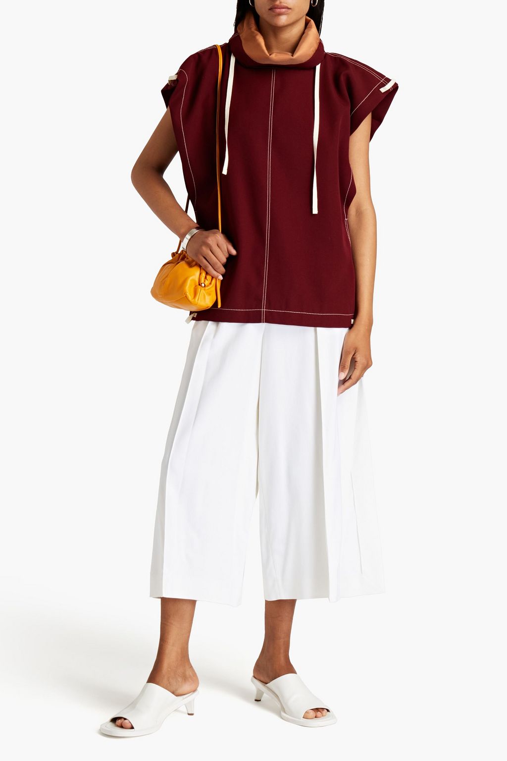 JIL SANDER Wool-twill turtleneck top