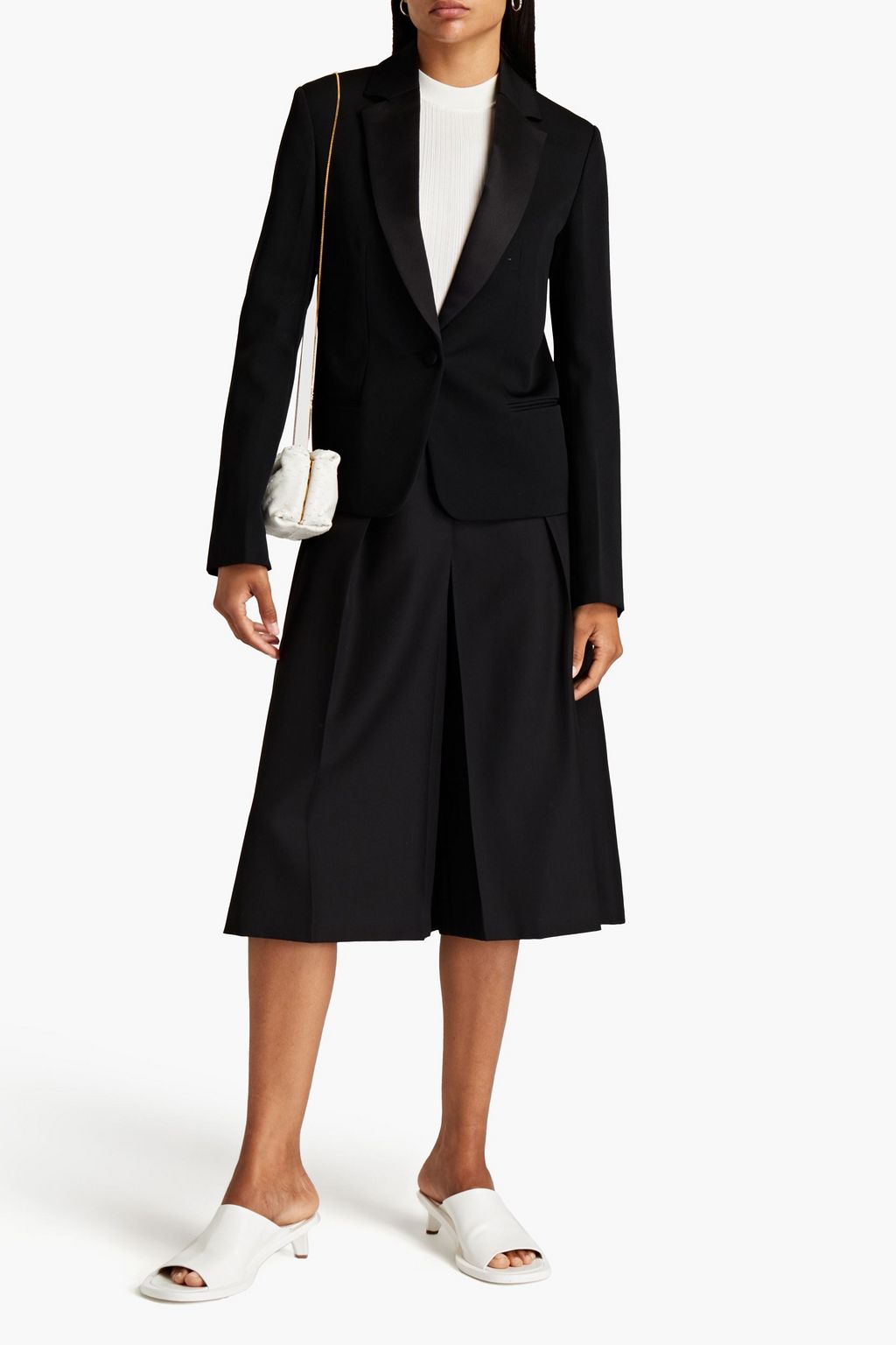 JIL SANDER Satin-trimmed grain de poudre wool blazer