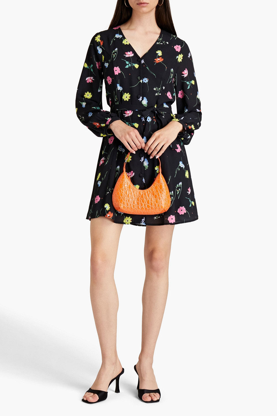 Olivia Rubin Viola Floral-print Crepe Mini Dress In Black | ModeSens Olivia Rubin Viola Floral-print Crepe Mini Dress In Black | ModeSens