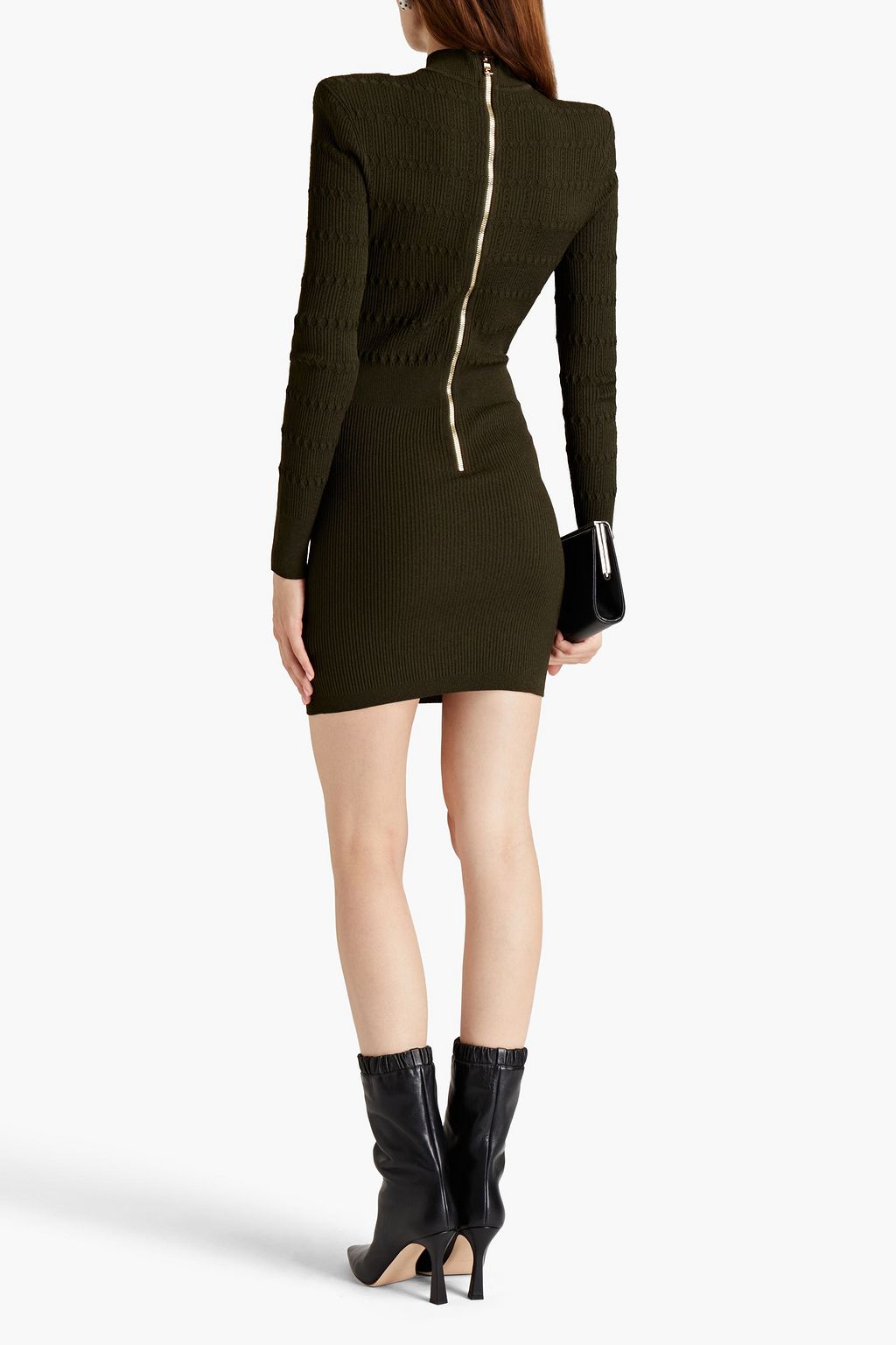 BALMAIN Minikleid aus Rippstrick mit Schnürung