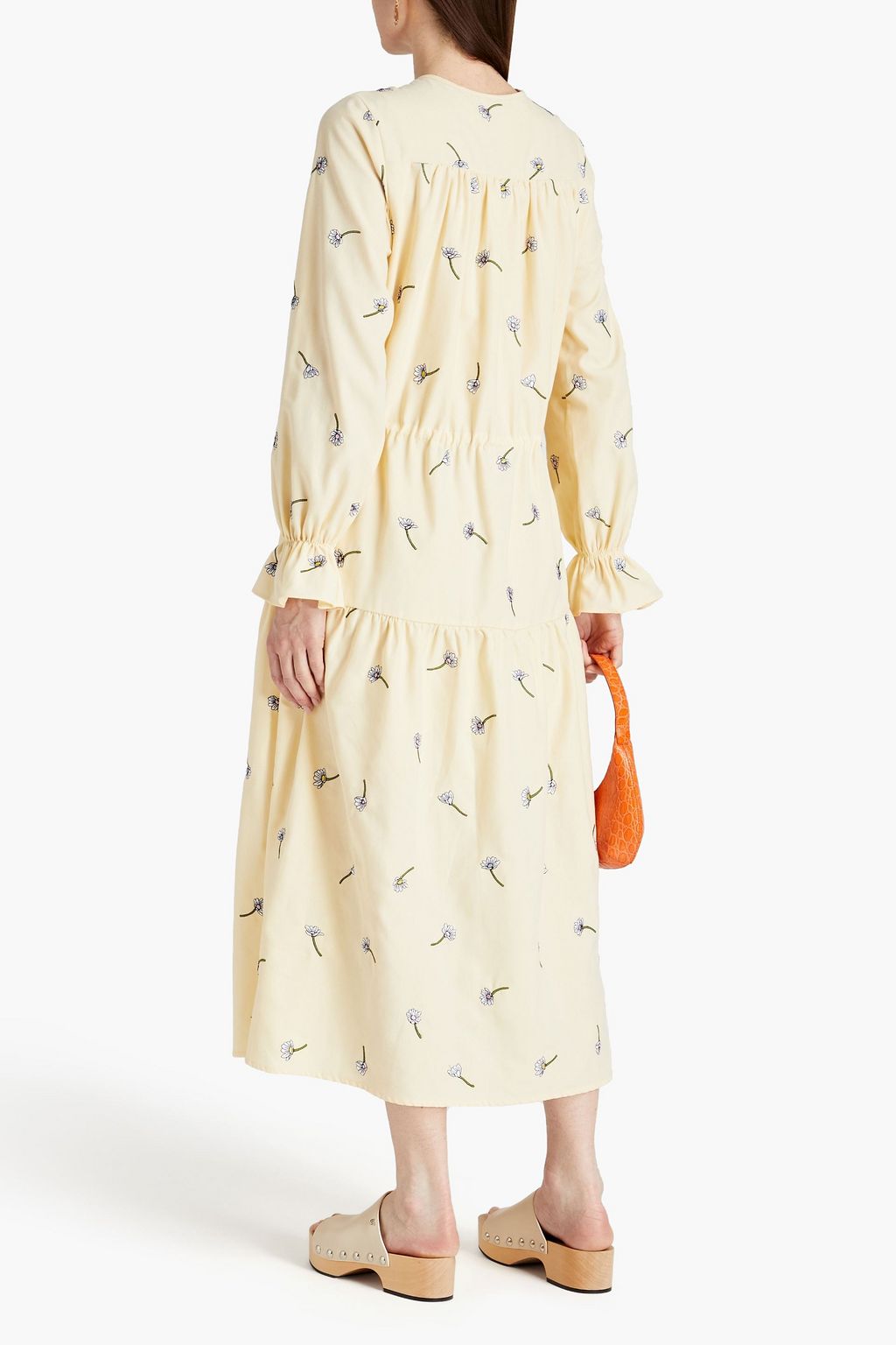 OLIVIA RUBIN Maisie gathered embroidered woven midi dress