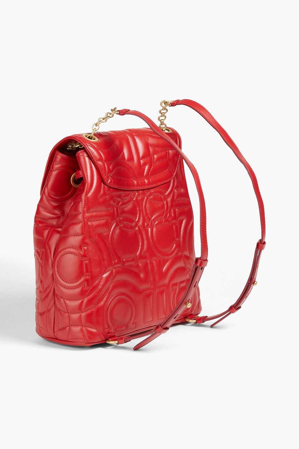 Ferragamo Quilted Leather Backpack In Red
