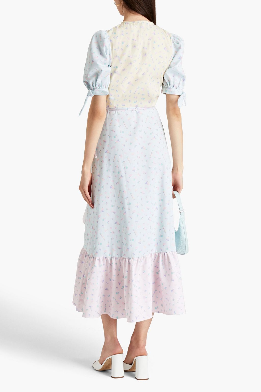 OLIVIA RUBIN Asta color-block printed twill midi wrap dress