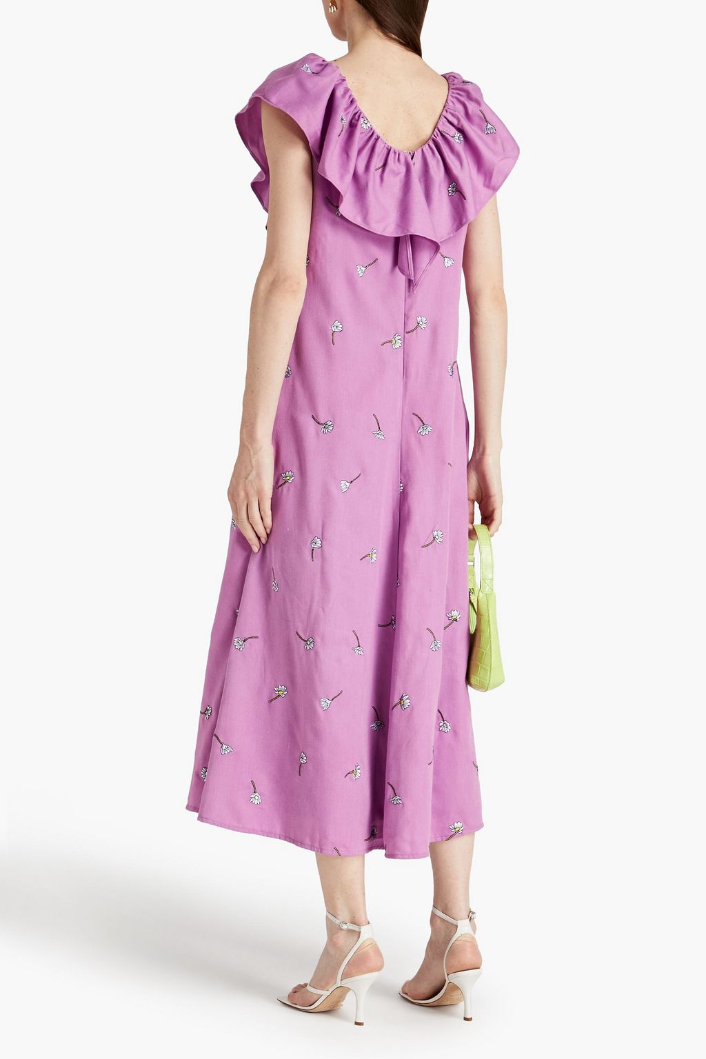 OLIVIA RUBIN Maggie embroidered slub-twill midi dress