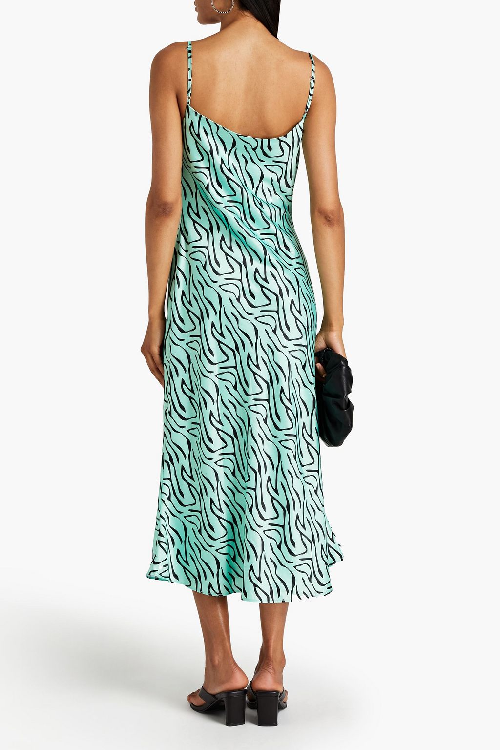 OLIVIA RUBIN Lia draped zebra-print satin midi slip dress