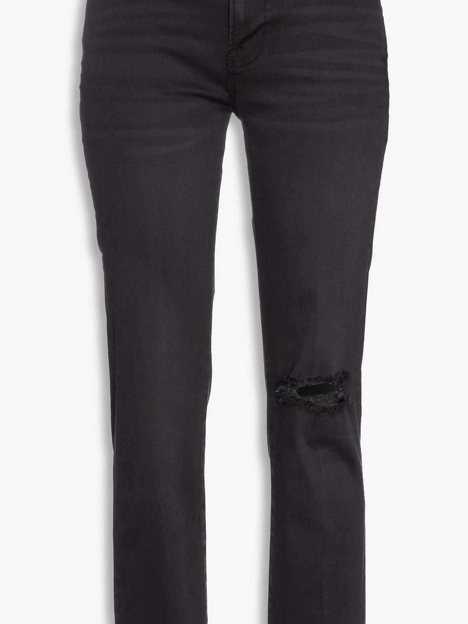 le high straight cropped distressed high-rise straight-leg jeans