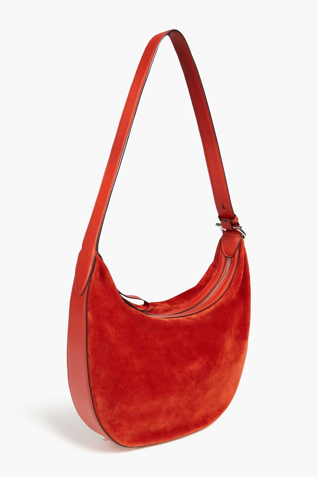 FERRAGAMO Leather-trimmed suede shoulder bag