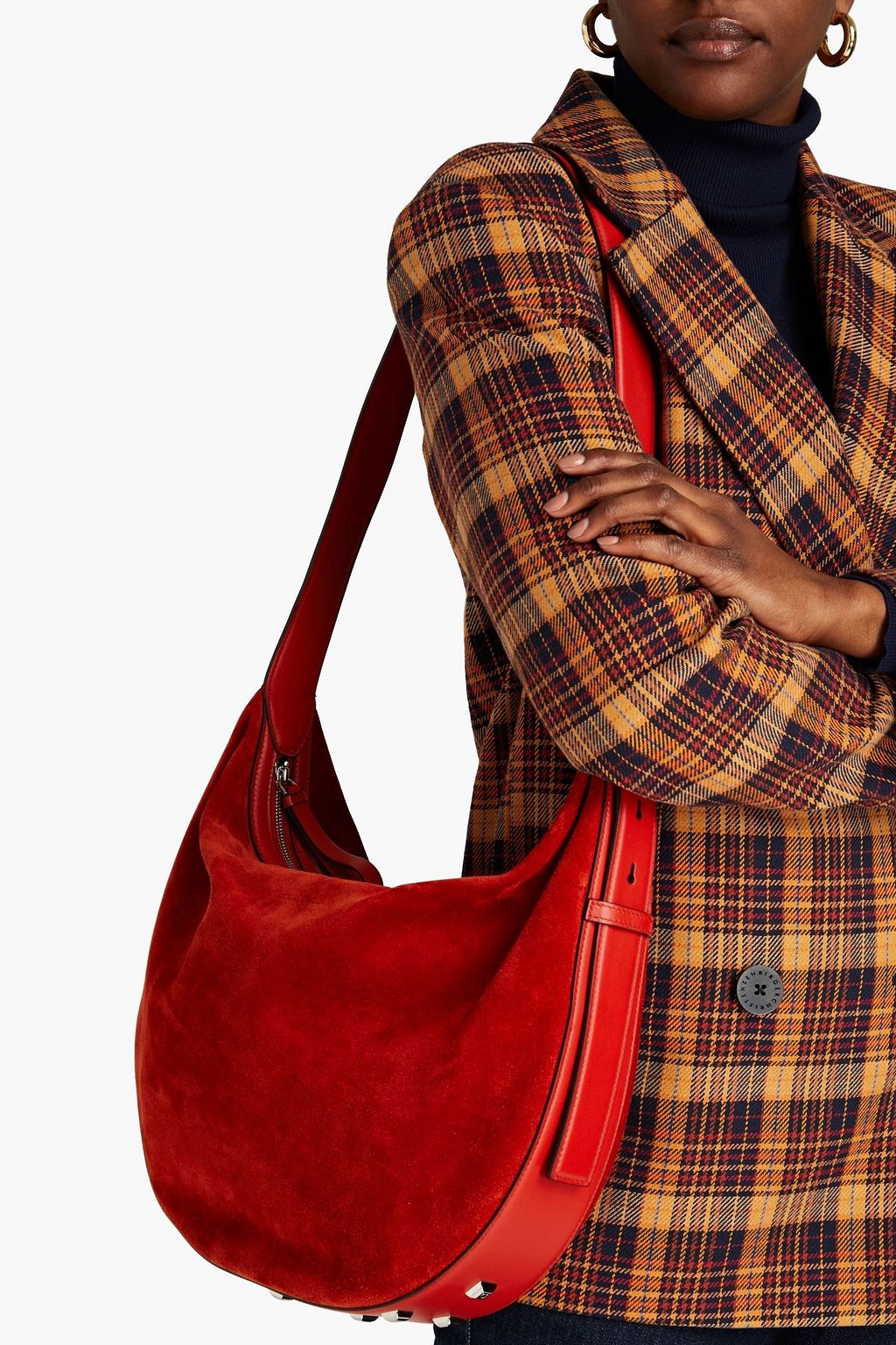 FERRAGAMO Leather-trimmed suede shoulder bag