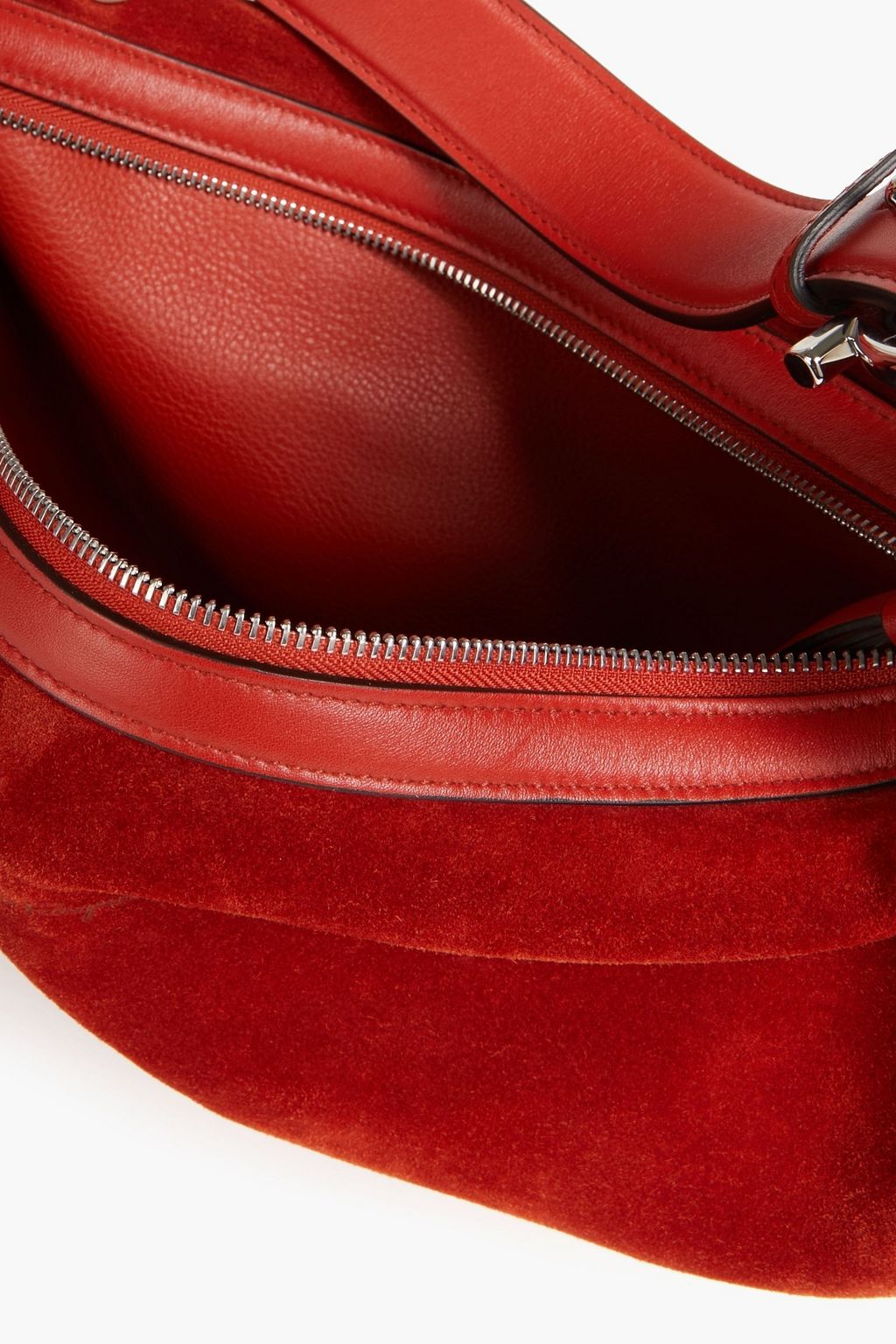 FERRAGAMO Leather-trimmed suede shoulder bag