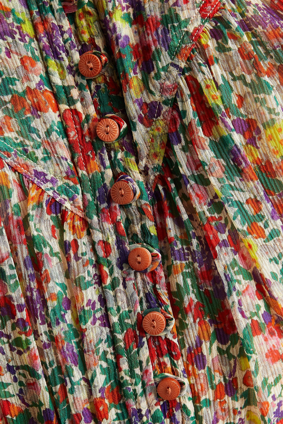Isabel Marant Orionea Gathered Floral-print Silk-crepon Blouse In Bunt