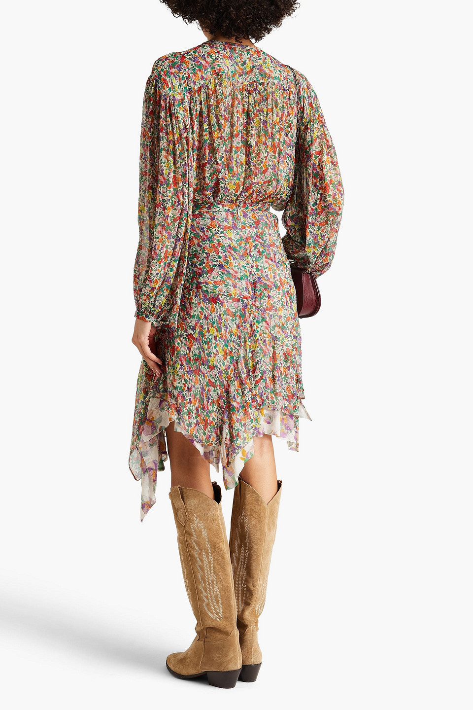 Isabel Marant Orionea Gathered Floral-print Silk-crepon Blouse In Bunt