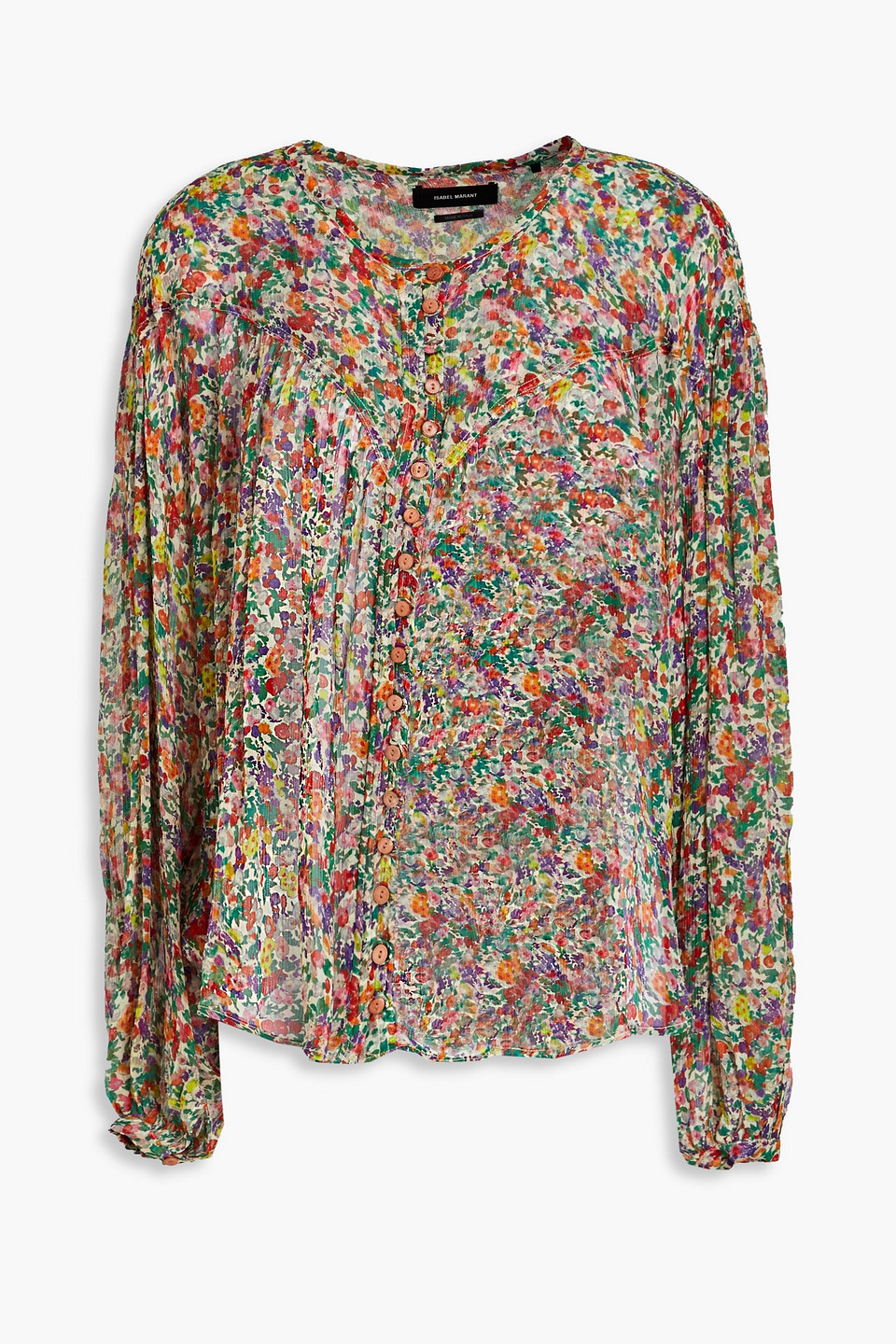 Isabel Marant Orionea Gathered Floral-print Silk-crepon Blouse In Multi