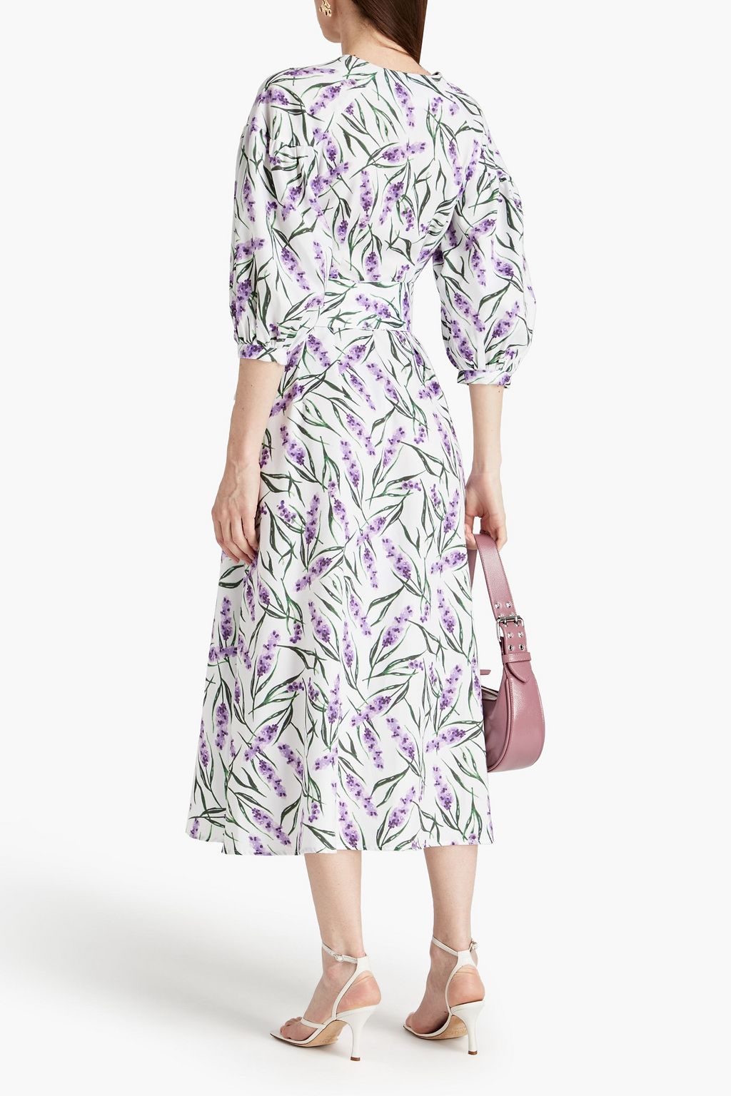 OLIVIA RUBIN Annie tie-front floral-print twill midi shirt dress