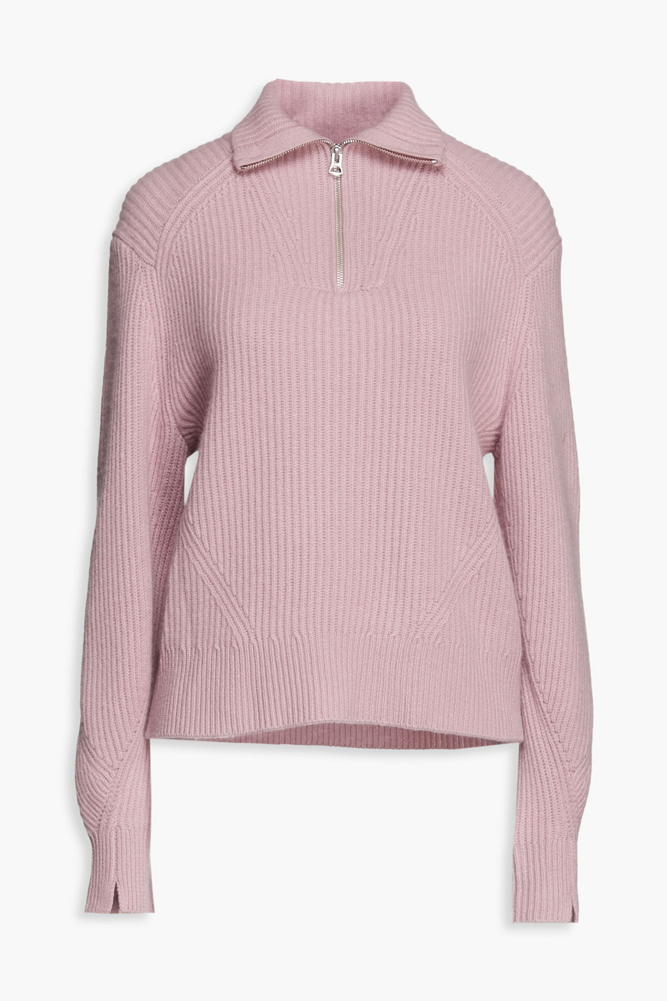 rag & bone - pierce ribbed cashmere half-zip sweater - pink - s