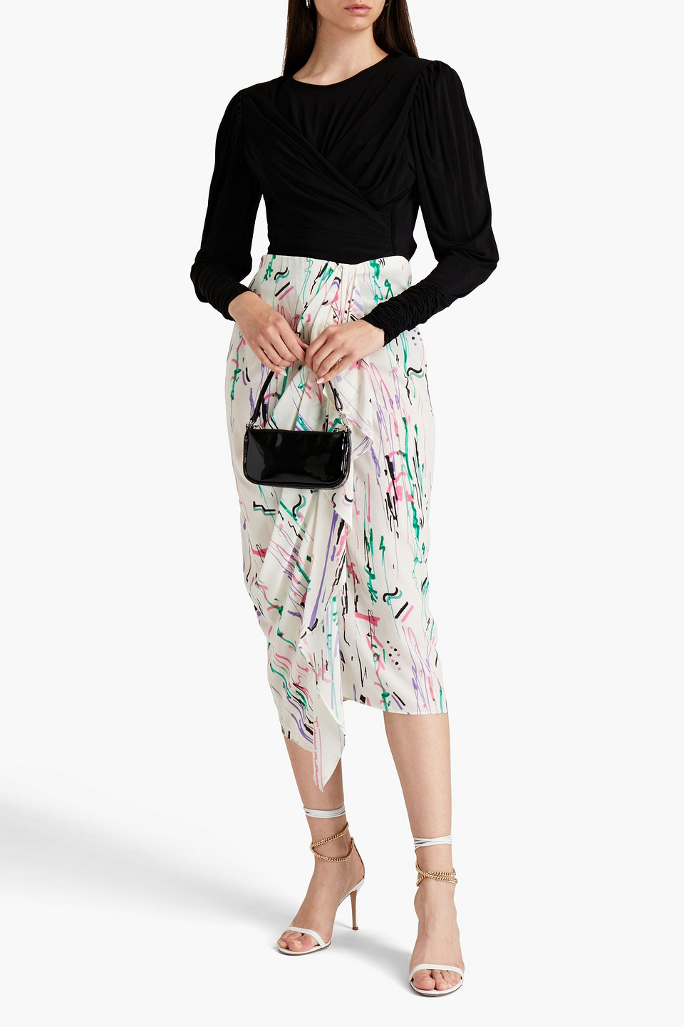 Isabel Marant Wrap-effect Printed Silk-blend Crepe De Chine Midi Skirt In Naturfarben