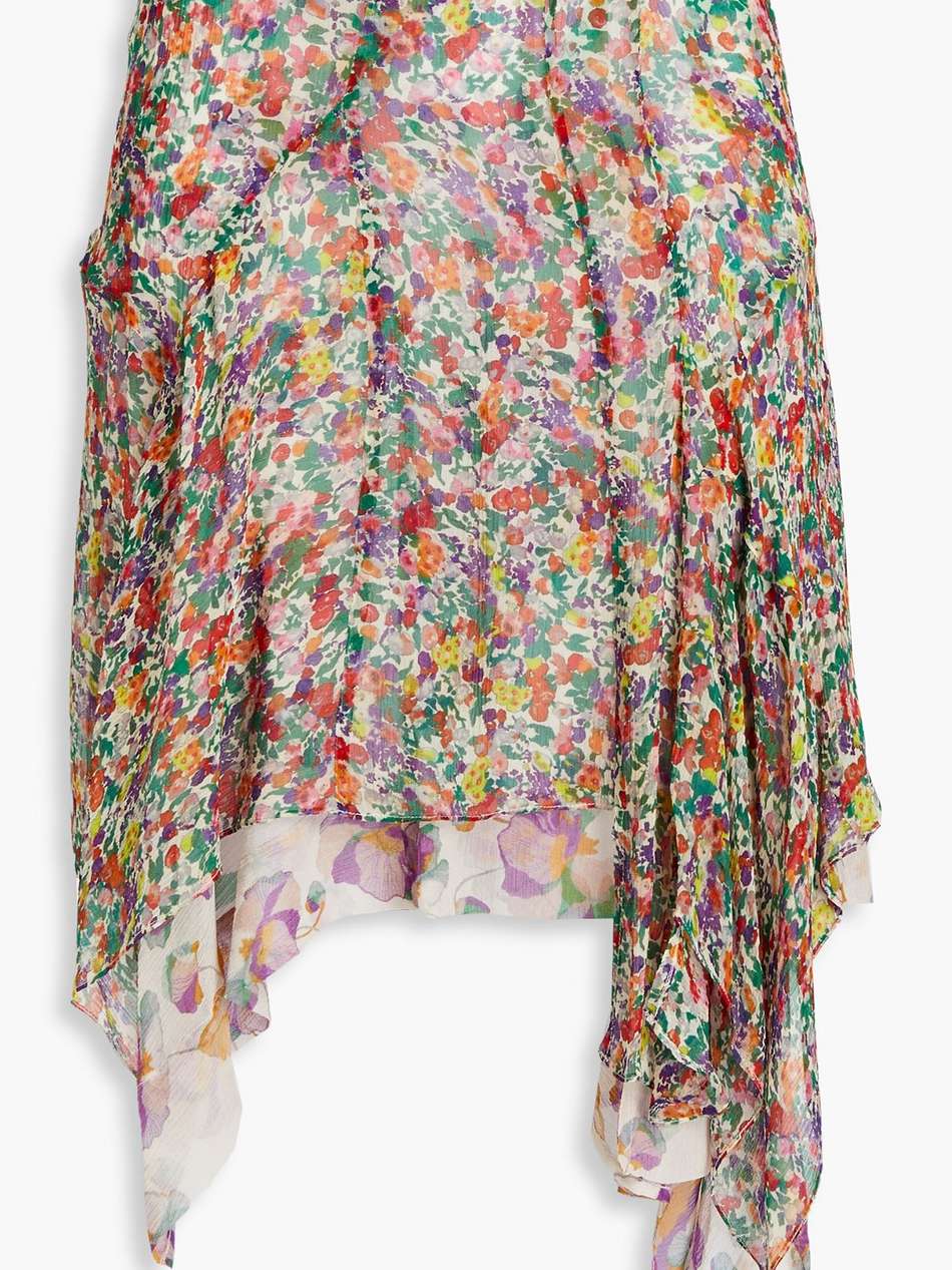 omyles layered floral-print silk-crepon mini skirt