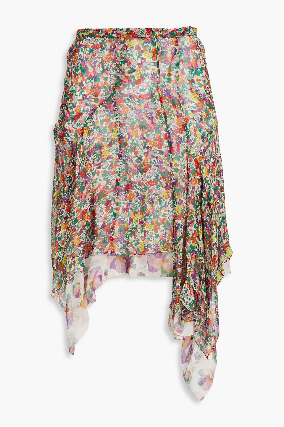 Isabel Marant - Omyles layered floral-print silk-crepon mini skirt - Multicolor - FR 36