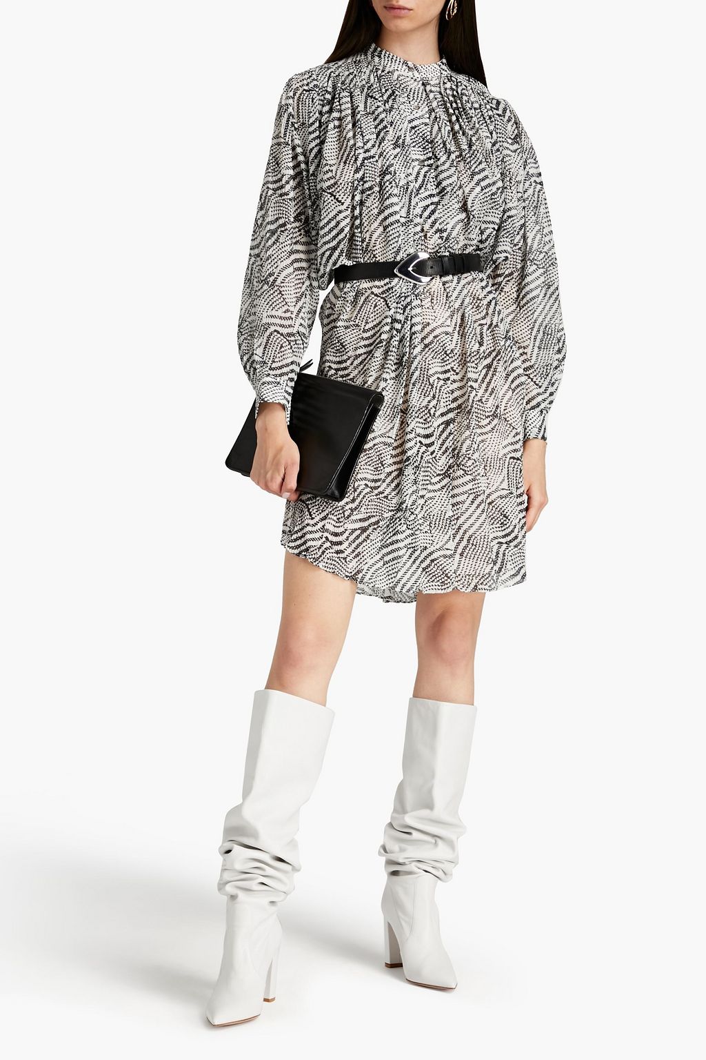 ISABEL MARANT Erika printed cotton and silk-blend gauze mini dress