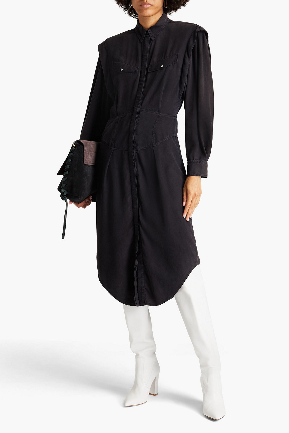 ISABEL MARANT NAVEEN LYOCELL-TWILL MIDI SHIRT DRESS